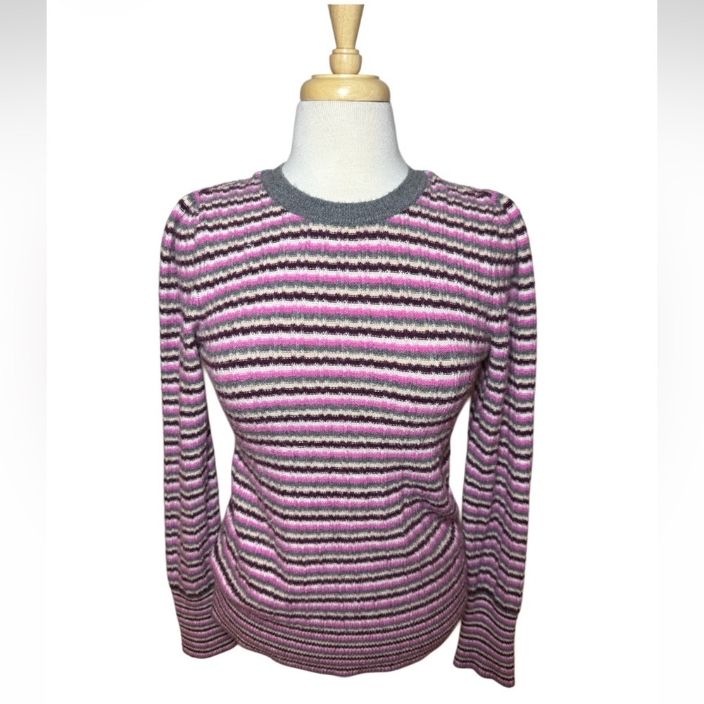 LOFT Fair Isle Multicolor Striped Sherpa Sweater-Size Medium